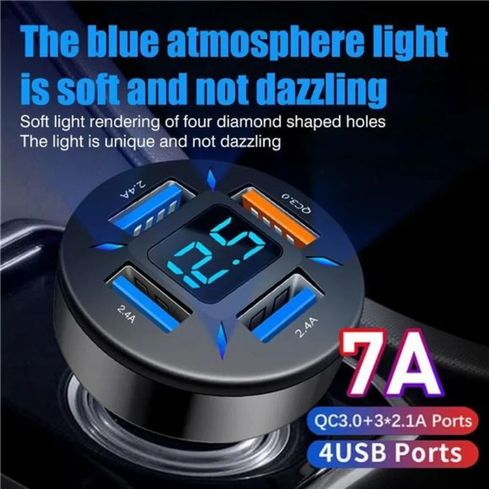 4 USB Port Super Fast Car Charger Adapter for iPhone Samsung Android Cell Phone